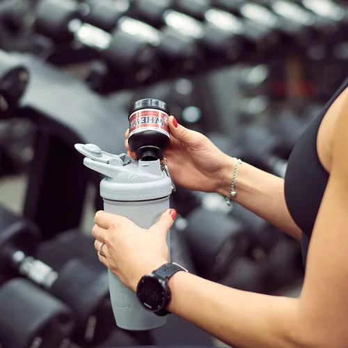 Vista 5 de Smartshake Whey2Go - Recipiente de almacenamiento de proteína negra en polvo de 1.76 oz, embudo de botella agitadora sin BPA para proteína de suero