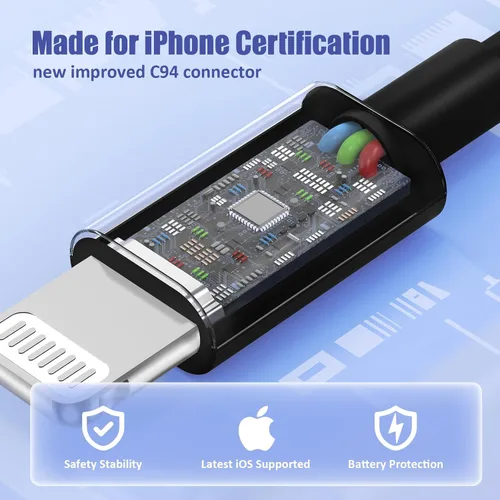 Vista 3 de Paquete de 4 cables USB C a Lightning de 6 pies, cable de carga rápida para iPhone 14, repuesto para el cable de carga original de Apple para iPhone
