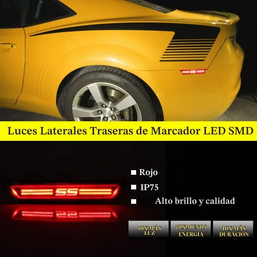 Vista 6 de TurningMax - Lentes ahumadas estilo SS rojo LED luces de marcador laterales traseras compatibles con Chevy Camaro 2010 2011 2012 2013 2014 2015