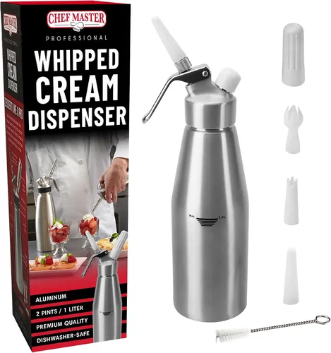 Vista 10 de Chef Master Dispensador de crema batida con 3 boquillas y cepillo de limpieza 1 pinta