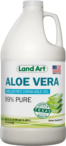 Vista 10 de Land Art Pure Aloe Vera - Gel Bebible con Sabor a Naranja y Mandarina - Filete Interior Procesado en Frío - de Hojas Frescas Orgánicas de Texas