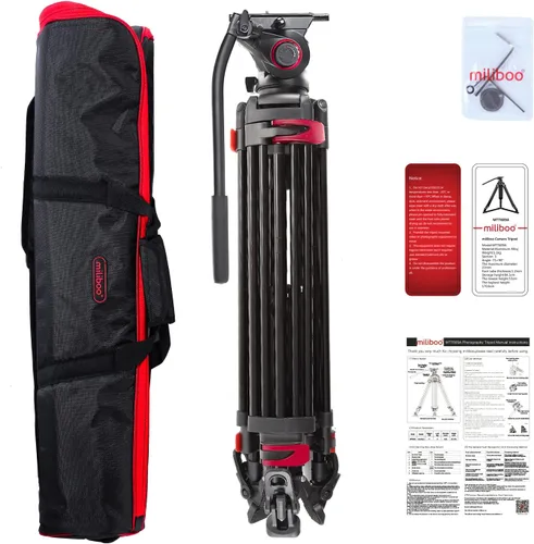 Vista 8 de miliboo MTT609A - Trípodes profesionales resistentes con cabezal de amortiguación ajustable Carga 33 libras, altura 18.5-65.8 pulgadas, cuenco