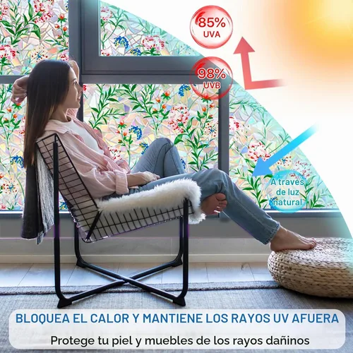 Vista 4 de Niviy - Película de ventana de vitral con herramientas de instalación, película de ventana de arcoíris con bloqueo de calor para puertas de vidrio