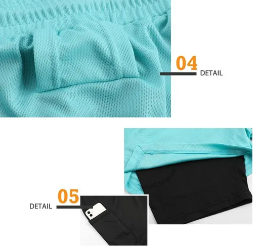 Vista 5 de Surenow - Pantalones cortos de correr para hombre, pantalones cortos 2 en 1 para entrenamiento, de 7 pulgadas, para yoga, deportes al aire libre