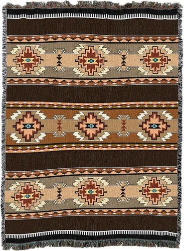 Vista 15 de Pure Country Weavers Rimrock Dusk Blanket XL – Inspirado en los nativos americanos del suroeste – Manta de regalo tejida de algodón – Fabricado