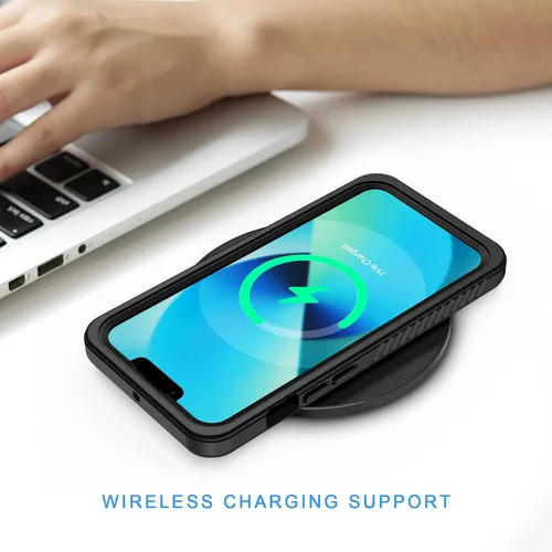 Vista 7 de Lanhiem Funda para iPhone 13 Mini, IP68, impermeable, a prueba de polvo, a prueba de golpes, con protector de pantalla integrado, cuerpo completo