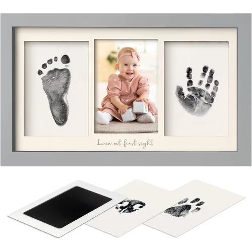 Vista 13 de Kit de manos y huellas sin tinta, recuerdo para niños, niñas, recién nacidos, almohadilla de tinta sin desorden para huellas de manos de bebé, kit