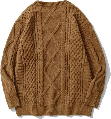 Vista 26 de Aelfric Eden Oversized Knit Sweater Solid Vintage Pullover Unisex Woven Crewneck Knitted Tops
