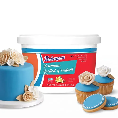 Vista 10 de Bakerpan Fondant negro enrollado prémium para decoración de pasteles, 1 libra, sabor vainilla