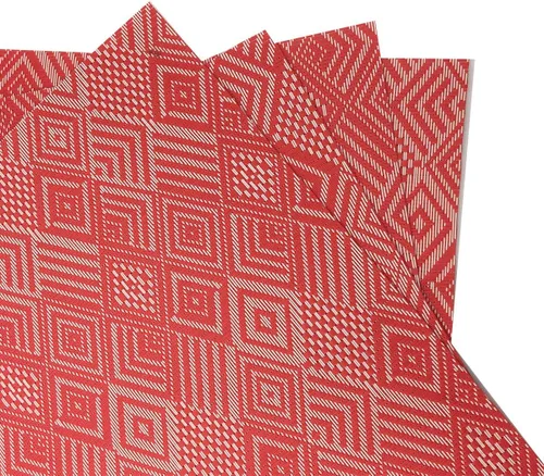 Vista 4 de Juego de 6 manteles individuales de lujo, resistentes al calor, resistentes a las manchas (rombos rojos)