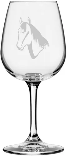 Vista 60 de Abaco Barb Body Horse - Copa de vino grabada multiusos (12.75 onzas) Unique Gifts for Horse Lovers, Personalized Wine Glasses, All-Purpose
