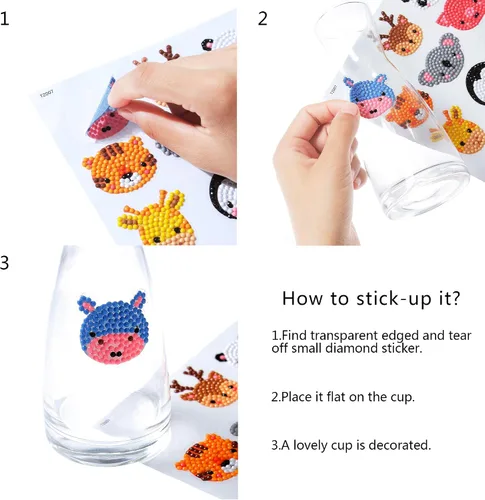 Vista 4 de sinceroduct Kits de calcomanías de diamantes de animales 5D DIY para niños y niñas principiantes