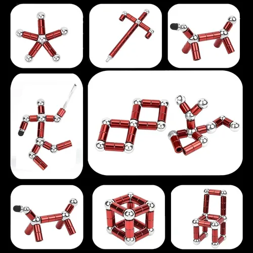 Vista 2 de Bolígrafo antiestrés para adultos y niños, bolígrafo magnético de metal para descompresión, juguetes de escritorio, multifuncional, imán deformable