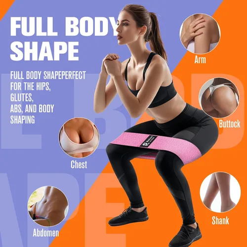 Vista 3 de Booty & Resistance Bands – 3 Level Non-Slip Fabric Exercise Bands for Legs & Glutes, Women & Men, Squats, Hip Thigh Training, Yoga, Pilates, Home