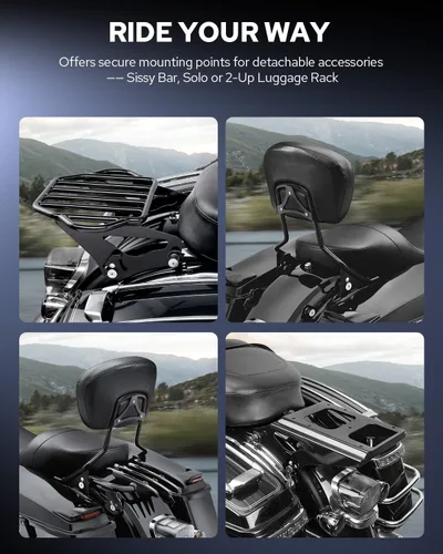 Vista 5 de Benlari Kit de hardware de acoplamiento de 4 puntos en negro brillante 2014-2024 Compatible con Harley Davidson Touring Street Glide Road Glide
