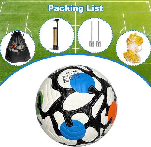 Vista 6 de Balón de fútbol de tamaño 5 para jóvenes y adultos, pelota de entrenamiento y recreación con bomba, pelota de fútbol sala de piel sintética