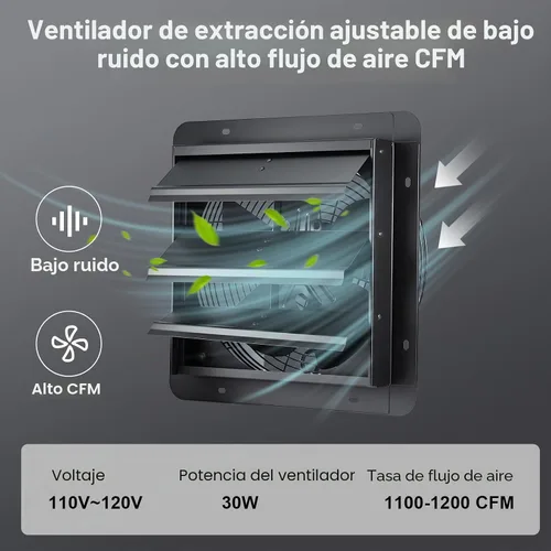 Vista 3 de GROWNEER Ventilador de Escape con Energía Solar, Panel Solar de 30W+Ventiladores Solares de Alta Velocidad de 12 pulgadas con Adaptador