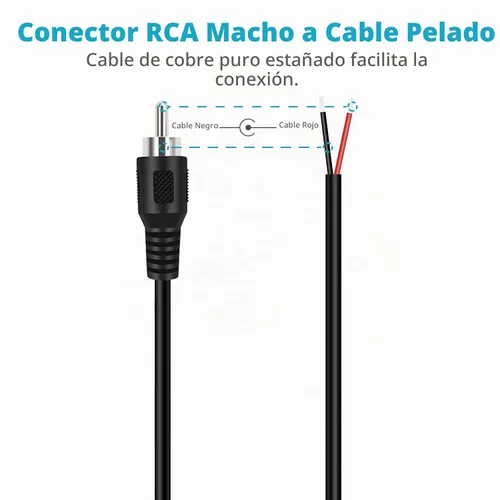 Vista 3 de Fancasee RCA a cable de altavoz, paquete de 2 conectores macho RCA de 6 pies a cable desnudo, reparación de coletas, cable de audio adaptador RCA