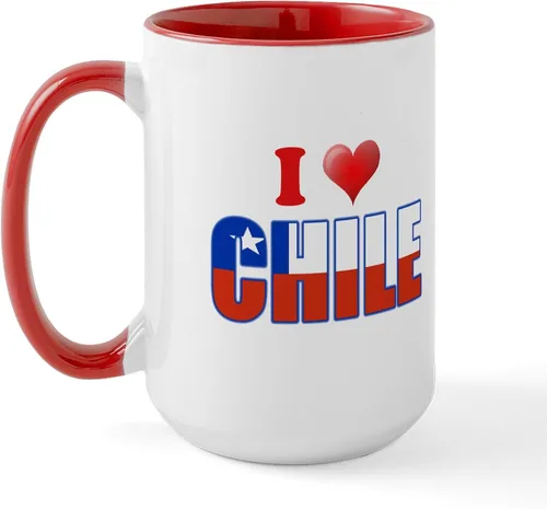 Vista 8 de CafePress Taza de café de cerámica extra grande de 15 oz (15.0 fl oz) con bandera de Chile