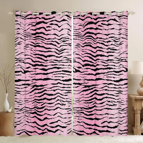 Vista 18 de Feelyou Cortinas opacas con estampado de leopardo de 30% a 50%, cortinas de oscurecimiento con estampado de guepardo para dormitorio, para niños