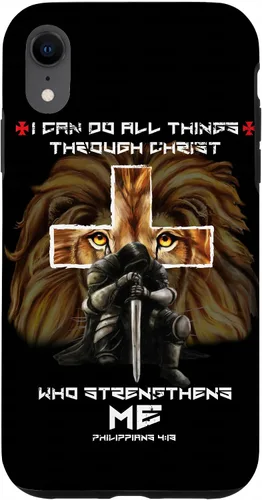 Vista 22 de Fundas para iPhone 11 Christian Phone Cases Men Bible Verse Philippians 4:13 Lion Case