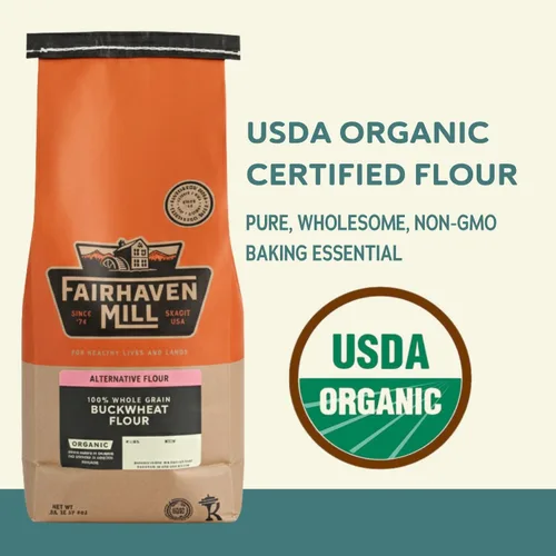 Vista 3 de Fairhaven Mill Harina de trigo sarraceno orgánico, 2 libras Grano entero, naturalmente sin gluten, certificado orgánico USDA, cultivado y molido