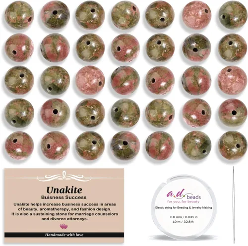 Vista 19 de AD Beads 200 cuentas redondas naturales de 7 chakras de 0.157 pulgadas (0.157 in), piedras preciosas de energía curativa, kit de joyería