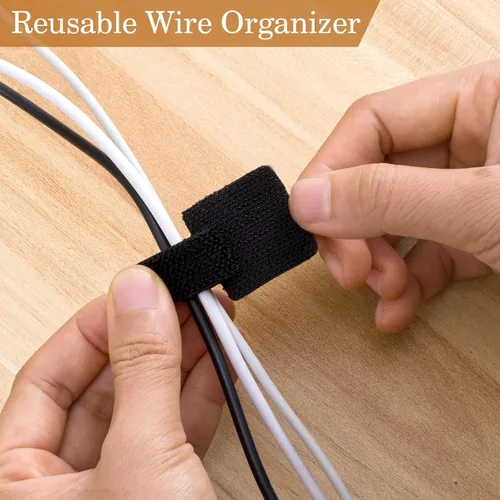Vista 7 de SmallCat 20 bridas de gancho y bucle, correas autoadhesivas de 3.55 pulgadas para cables de red de escritorio, organizador de cables ajustable