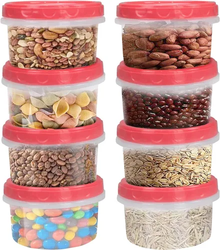 Vista 9 de Jucaifu Juego de 16 frascos pequeños reutilizables de plástico para almacenamiento en el congelador de 8 onzas con tapa de rosca para snacks