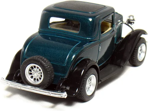 Vista 2 de KiNSMART 1932 Ford Coupé de 3 ventanas, escala 1:34, 5 pulgadas, modelo de metal fundido a presión, auto clásico (4 juegos)