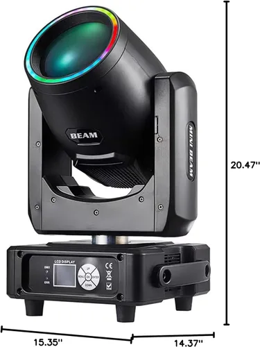 Vista 7 de JUNMAN Mini 230W 7R Beam Cabeza Móvil DJ Disco Etapa Luces Led Tira Prisma 48 con tira LED y efecto arco iris