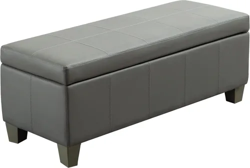 Vista 17 de 41" Storage Ottoman, Storage Bench with Safety Hinge, Upholstered Synthetic Leather Ottoman Bench for Bedroom, Living Room, Entryway, Hallway, Foot
