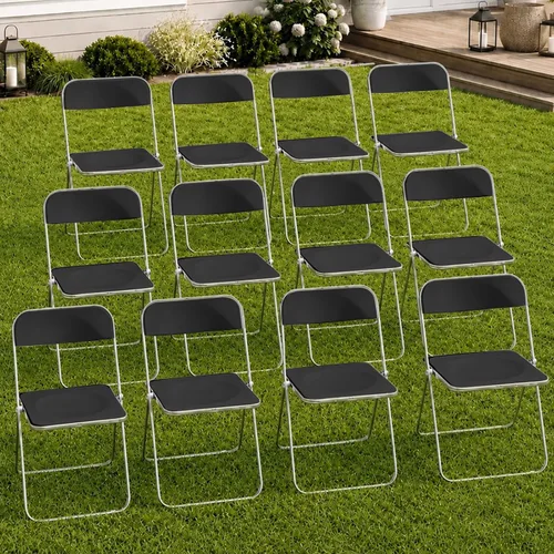Vista 53 de JPBSTO Paquete de 2 sillas plegables de plástico negro, par ejecutivo apilable para oficina, sala de conferencias, área VIP (capacidad de 300 libras)