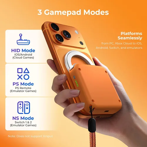 Vista 7 de abxylute M4 - Controlador móvil para juegos a presión para Android y iPhone, Switch 1 y 2, controlador Bluetooth portátil, soporte retro de bolsillo