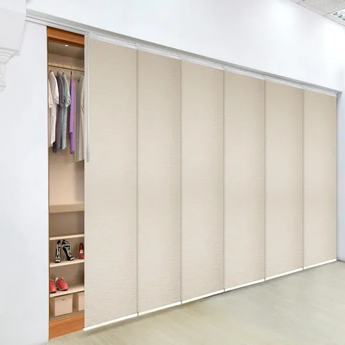 Vista 7 de A&F Rod Décor - Creamy Villa - Panel de riel único extensible de 6 paneles de 70 a 130 pulgadas de ancho x 94 pulgadas de alto, ancho del panel 23.5