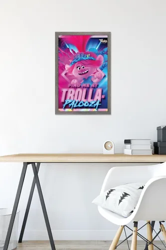Vista 6 de Trends International Trolls: Band Together - Póster de pared de amapola, 22.4 pulgadas de largo x 14.7 pulgadas, versión enmarcada de madera