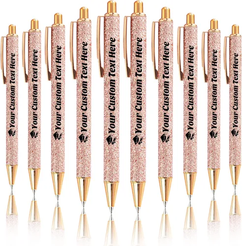 Vista 59 de 10 bolígrafos personalizados con purpurina, bolígrafos impresos personalizados a granel, bolígrafos retráctiles de tinta negra para graduación