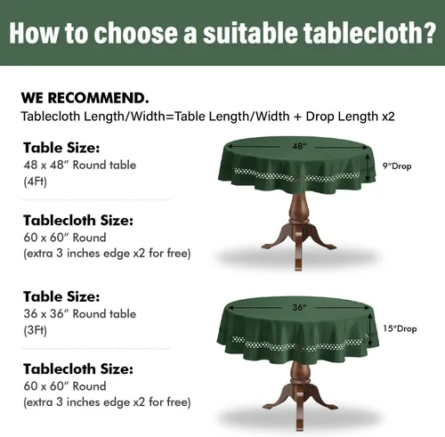 Vista 5 de MIULEE Army Green 60 Inch Round Linen Tablecloth with Decorative Cutouts