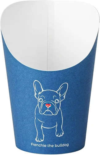 Vista 14 de Restaurantware Bio Tek - Recipientes de papas fritas de 12 onzas, 100 tazas desechables de charcutería, diseño inclinado, redondo, a rayas, de Azul