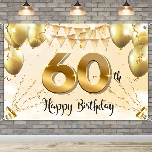 Vista 10 de HAMIGAR Fondo de pancarta de feliz cumpleaños 50 de 6 x 4 pies, decoraciones de cumpleaños de 50 años, suministros de fiesta para mujeres, oro blanco