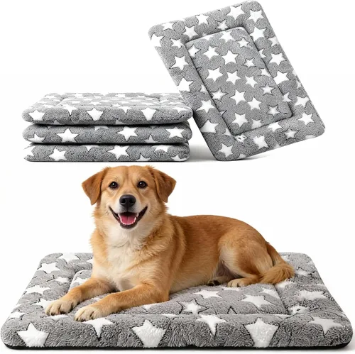 Vista 15 de Tapete de cama para perro, almohadilla reversible para jaula de perro con alfombrilla lavable y espuma suave, cama plana para mascotas para perros