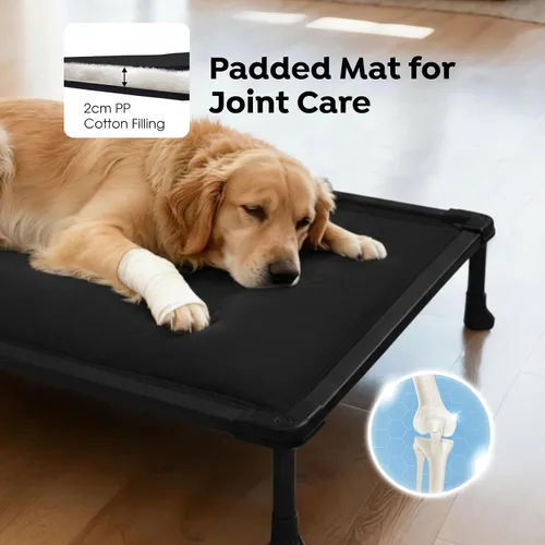 Vista 3 de Veehoo Chew Proof Elevated Dog Bed, Padded Indestructible Raised Dog Cot