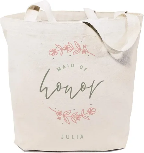 Vista 12 de The Cotton & Canvas Co. Bolso de hombro reutilizable moderno para bodas, playa, compras y viajes