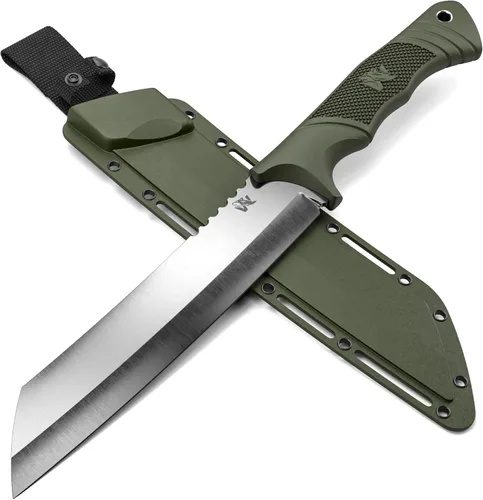 Vista 8 de ODENWOLF W Machete – Machete de supervivencia de espiga completa con funda – Cuchillo machete fuerte de acero D2 para cortar árboles, para trabajo