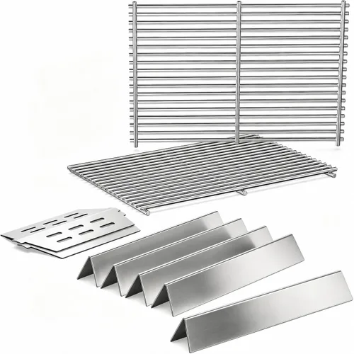 Vista 12 de QuliMetal 44.5 cm SUS304 Barras Aromatizadoras y Deflectores de Calor para Parrillas Weber Genesis 300 Series, Compatibles con Genesis E310 E320