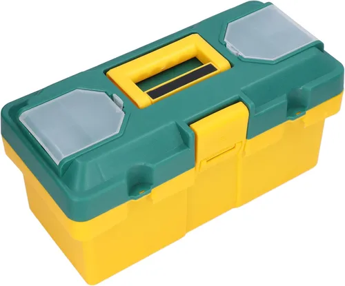 Vista 6 de Caja de herramientas de hardware, caja de herramientas de hardware portátil para coche con bandeja extraíble, caja de piezas pequeñas, amarillo