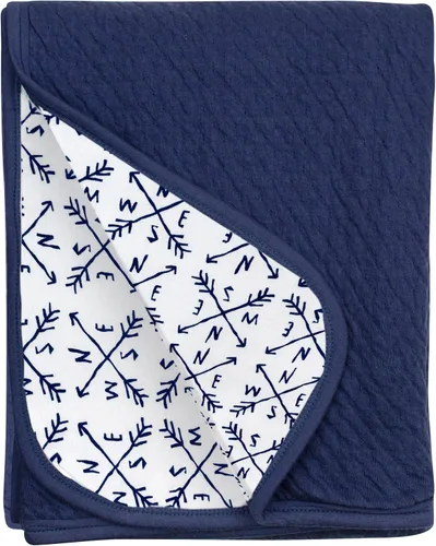 Vista 10 de HonestBaby Matelasse Manta reversible de recepción 100% algodón orgánico para bebés, niños, niñas, rayas de arco iris, azul, talla única Rayas