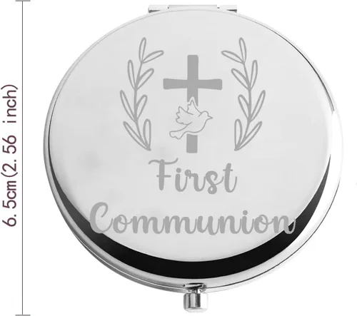 Vista 2 de Zuo Bao Regalo de primera comunión para niñas, espejo de maquillaje para primera comunión, regalo de bautismo (primera comunión)