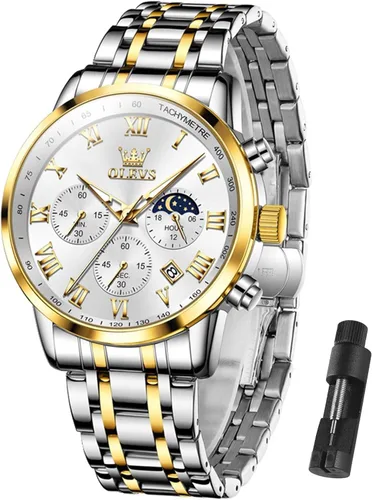 Vista 21 de OLEVS Reloj multifunción para hombre, cronógrafo luminoso impermeable con Negro/Negro