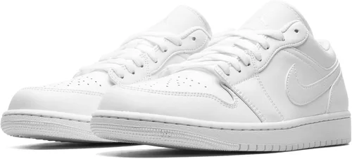 Vista 2 de Jordan Air Jordan 1 Low 553558 136 para hombre, talla 9.5 blancoblanco-blanco, BlancoBlanco-blanco